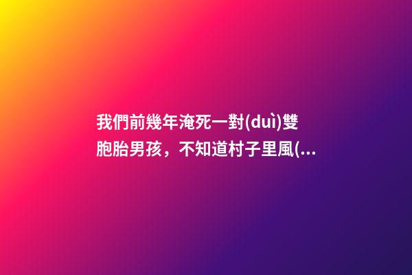 我們前幾年淹死一對(duì)雙胞胎男孩，不知道村子里風(fēng)水出了什么問題導(dǎo)