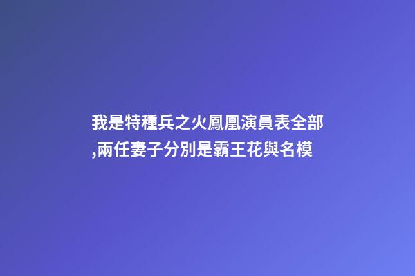 我是特種兵之火鳳凰演員表全部,兩任妻子分別是霸王花與名模-第1張-觀點-玄機派