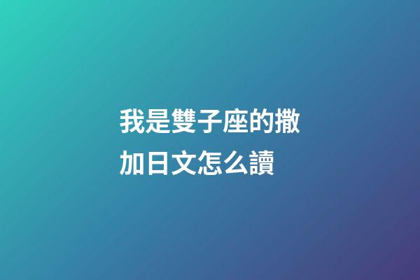 我是雙子座的撒加日文怎么讀-第1張-星座運勢-玄機派
