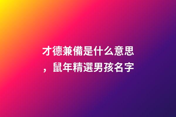 才德兼備是什么意思，鼠年精選男孩名字-第1張-觀點-玄機派