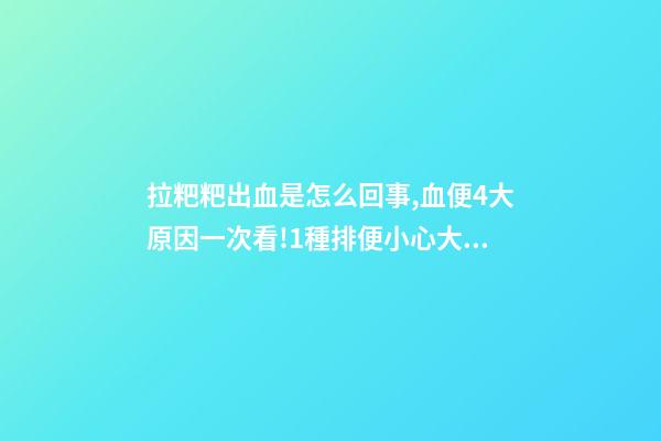 拉粑粑出血是怎么回事,血便4大原因一次看!1種排便小心大腸癌-第1張-觀點-玄機派