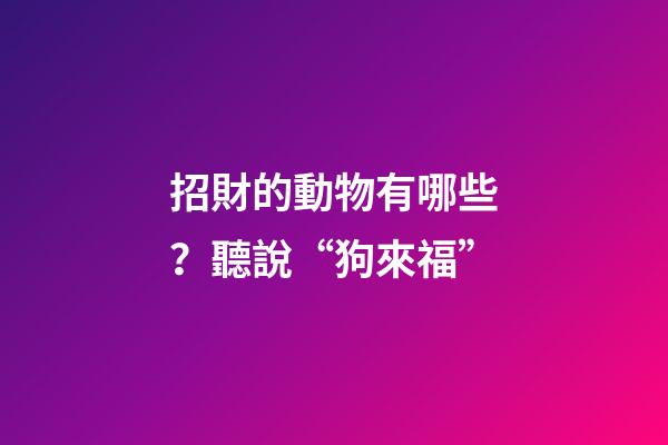 招財的動物有哪些？聽說“狗來福”
