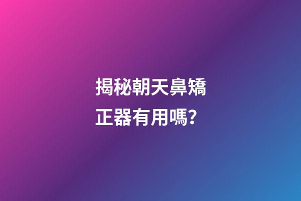 揭秘朝天鼻矯正器有用嗎？