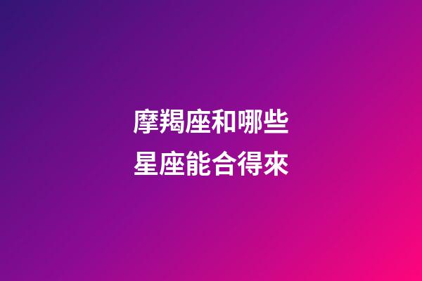 摩羯座和哪些星座能合得來-第1張-星座運勢-玄機派