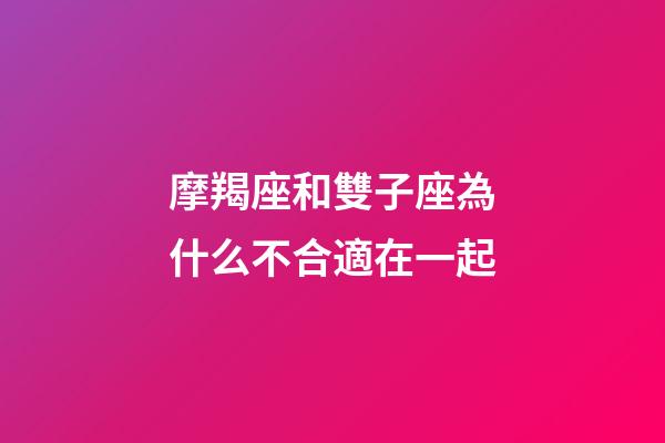 摩羯座和雙子座為什么不合適在一起-第1張-星座運勢-玄機派