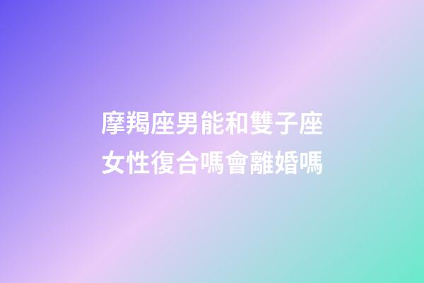 摩羯座男能和雙子座女性復合嗎會離婚嗎-第1張-星座運勢-玄機派
