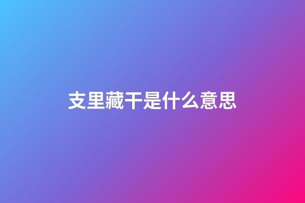 支里藏干是什么意思