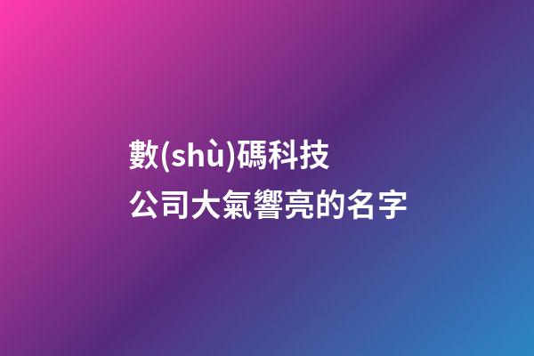 數(shù)碼科技公司大氣響亮的名字
