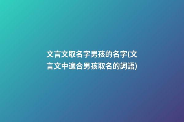 文言文取名字男孩的名字(文言文中適合男孩取名的詞語)