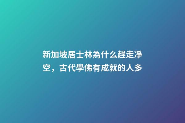 新加坡居士林為什么趕走凈空，古代學佛有成就的人多-第1張-觀點-玄機派