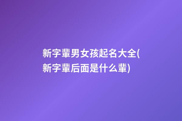 新字輩男女孩起名大全(新字輩后面是什么輩)