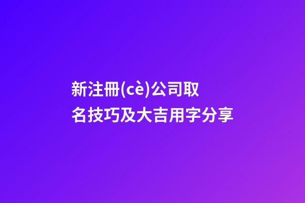 新注冊(cè)公司取名技巧及大吉用字分享-第1張-公司起名-玄機(jī)派