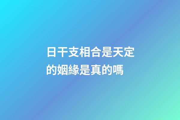 日干支相合是天定的姻緣是真的嗎