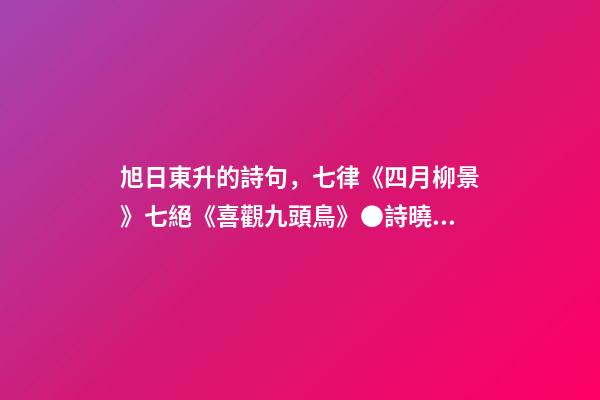 旭日東升的詩句，七律《四月柳景》七絕《喜觀九頭鳥》●詩曉言-第1張-觀點-玄機派