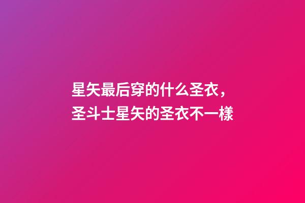 星矢最后穿的什么圣衣，圣斗士星矢的圣衣不一樣-第1張-觀點-玄機派