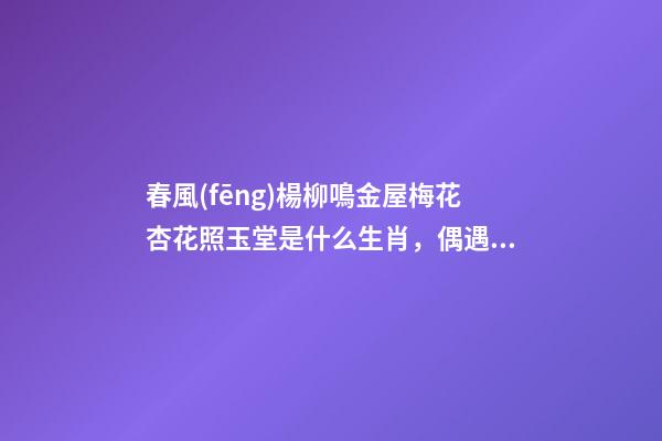 春風(fēng)楊柳鳴金屋梅花杏花照玉堂是什么生肖，偶遇佳作新居吉祥-第1張-觀點(diǎn)-玄機(jī)派