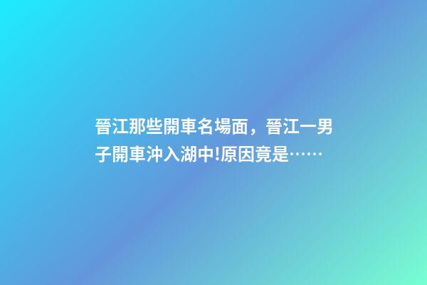 晉江那些開車名場面，晉江一男子開車沖入湖中!原因竟是……-第1張-觀點-玄機派