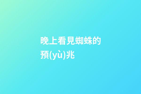 晚上看見蜘蛛的預(yù)兆