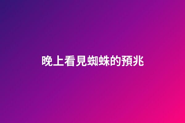 晚上看見蜘蛛的預兆