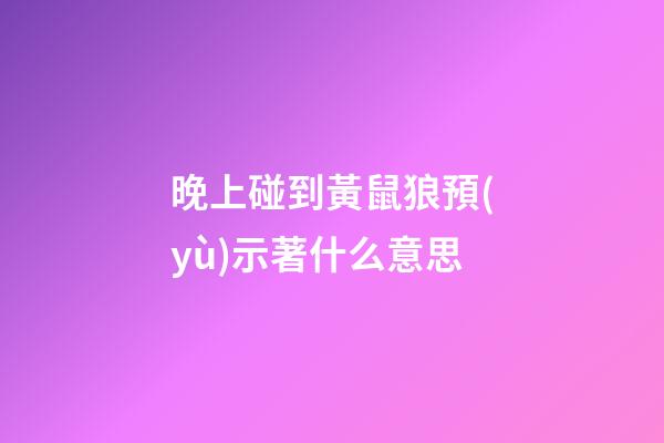 晚上碰到黃鼠狼預(yù)示著什么意思