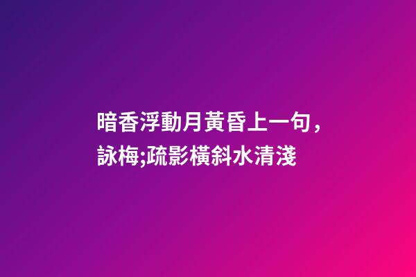 暗香浮動月黃昏上一句，詠梅;疏影橫斜水清淺-第1張-觀點-玄機派