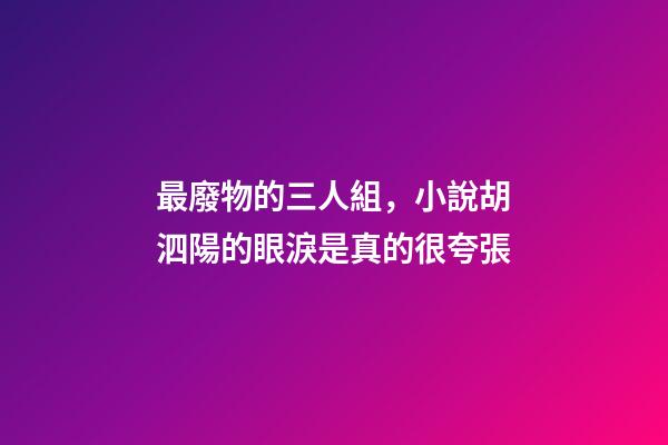 最廢物的三人組，小說胡泗陽的眼淚是真的很夸張-第1張-觀點-玄機派
