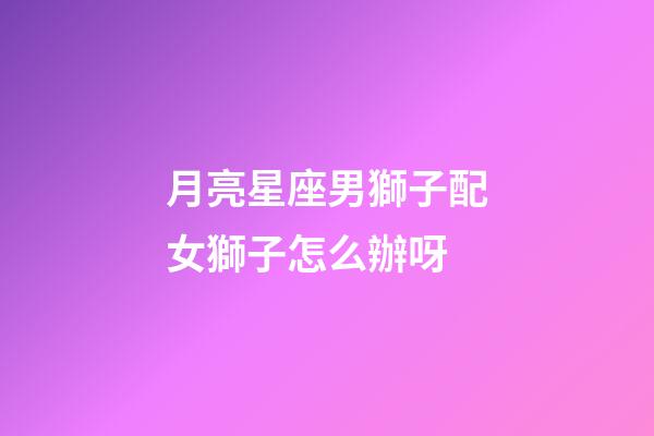 月亮星座男獅子配女獅子怎么辦呀-第1張-星座運勢-玄機派