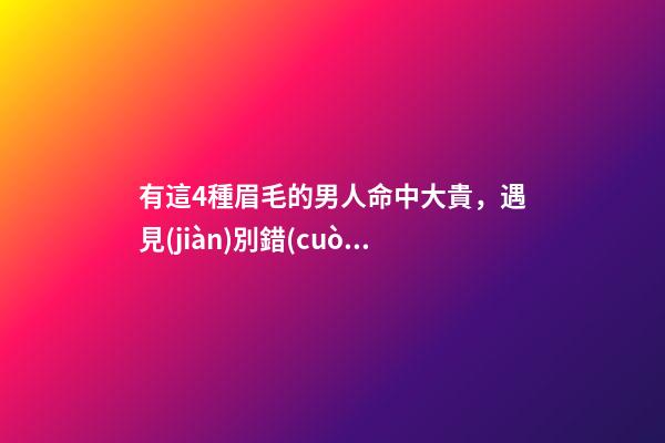 有這4種眉毛的男人命中大貴，遇見(jiàn)別錯(cuò)過(guò)！