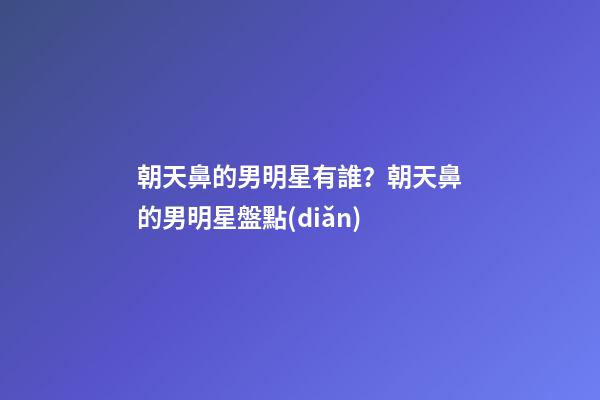 朝天鼻的男明星有誰？朝天鼻的男明星盤點(diǎn)