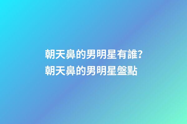 朝天鼻的男明星有誰？朝天鼻的男明星盤點