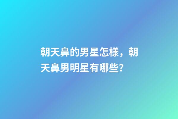 朝天鼻的男星怎樣，朝天鼻男明星有哪些？