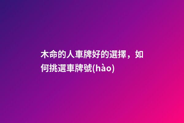 木命的人車牌好的選擇，如何挑選車牌號(hào)