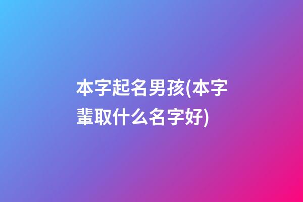 本字起名男孩(本字輩取什么名字好)