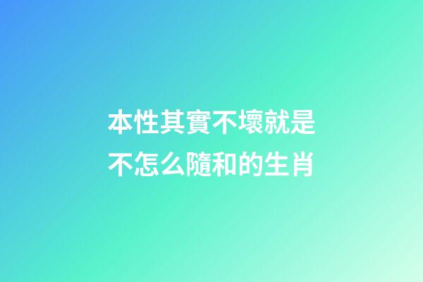本性其實不壞就是不怎么隨和的生肖