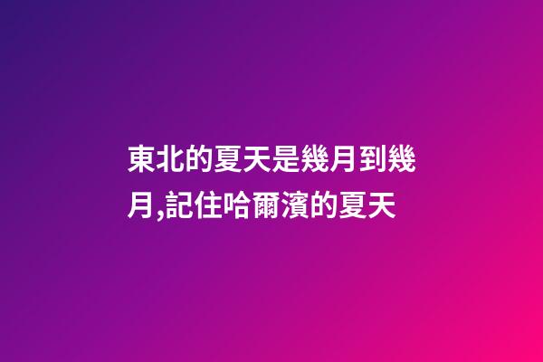 東北的夏天是幾月到幾月,記住哈爾濱的夏天-第1張-觀點-玄機派