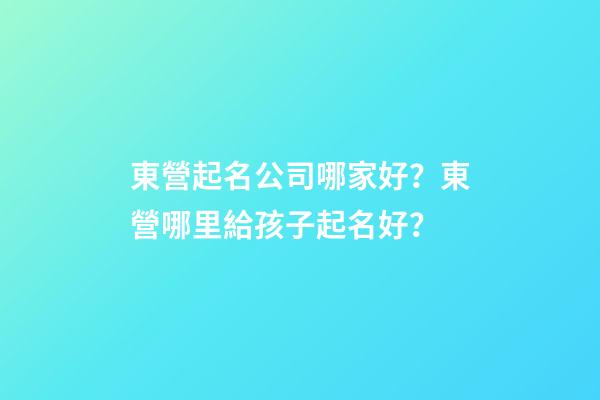 東營起名公司哪家好？東營哪里給孩子起名好？-第1張-公司起名-玄機派