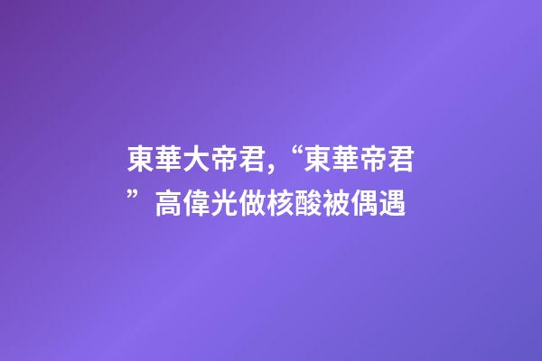 東華大帝君,“東華帝君”高偉光做核酸被偶遇-第1張-觀點-玄機派
