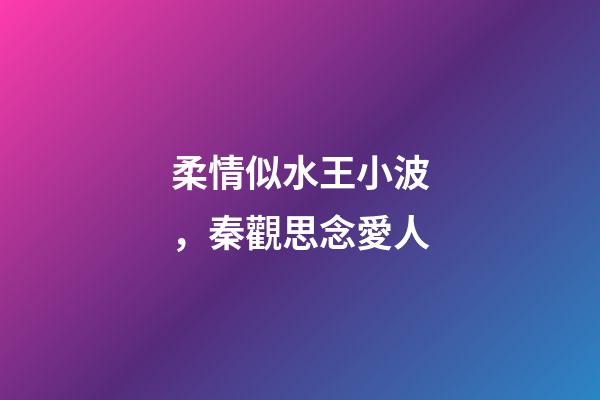 柔情似水王小波，秦觀思念愛人