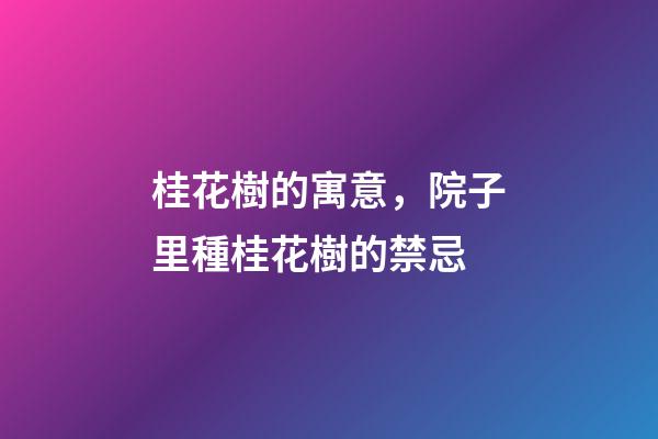 桂花樹的寓意，院子里種桂花樹的禁忌