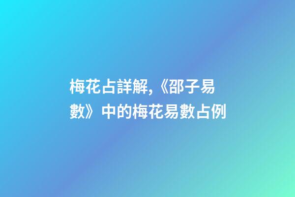 梅花占詳解,《邵子易數》中的梅花易數占例-第1張-觀點-玄機派