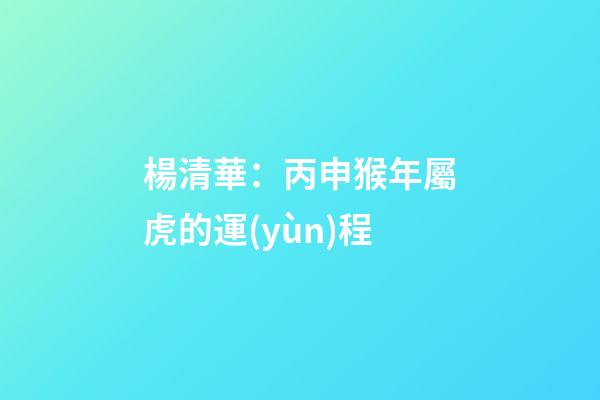 楊清華：丙申猴年屬虎的運(yùn)程