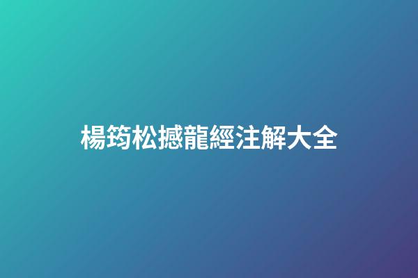 楊筠松撼龍經注解大全