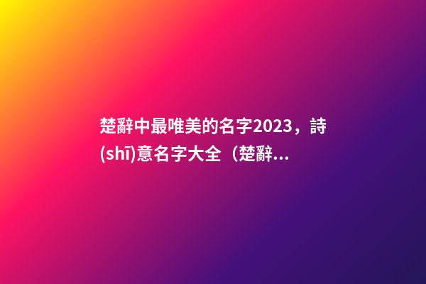 楚辭中最唯美的名字2023，詩(shī)意名字大全（楚辭中最唯美的名字2023,詩(shī)意名字大全女）