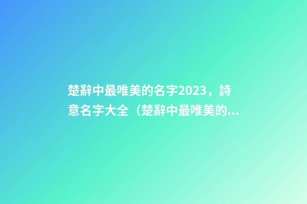 楚辭中最唯美的名字2023，詩意名字大全（楚辭中最唯美的名字2023,詩意名字大全女）