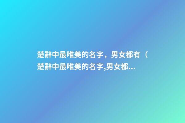 楚辭中最唯美的名字，男女都有（楚辭中最唯美的名字,男女都有什么）