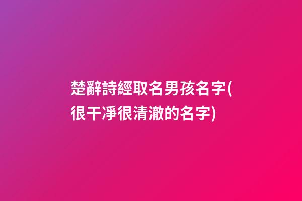 楚辭詩經取名男孩名字(很干凈很清澈的名字)