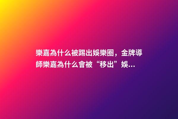 樂嘉為什么被踢出娛樂圈，金牌導師樂嘉為什么會被“移出”娛樂圈-第1張-觀點-玄機派
