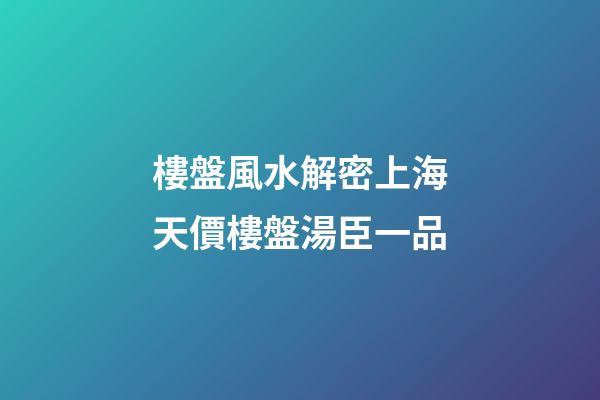 樓盤風水解密上海天價樓盤湯臣一品