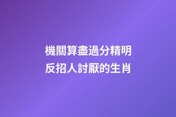 機關算盡過分精明反招人討厭的生肖