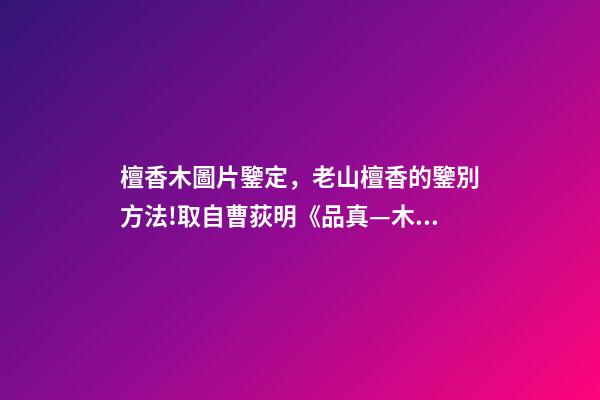 檀香木圖片鑒定，老山檀香的鑒別方法!取自曹荻明《品真—木中之香》-第1張-觀點-玄機派